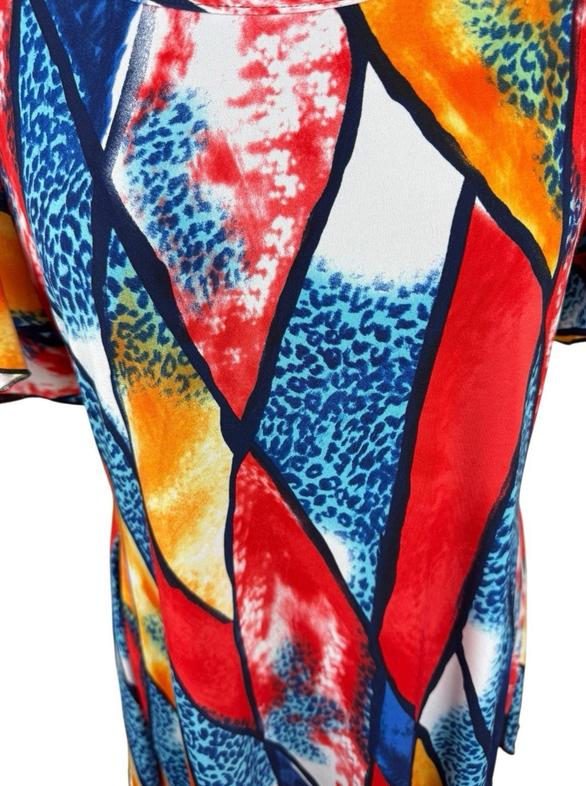 Kate Lilly Multicolour T-shirt Blouse Long Sides Short Sleeve Women's UK Size 20