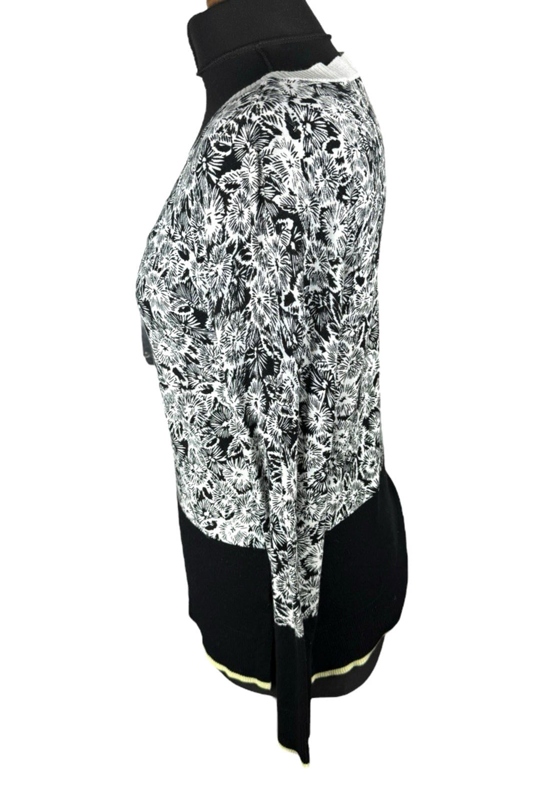 Next Petite Black And White Floral Jumper Thin Petite Women's UK Size 8P