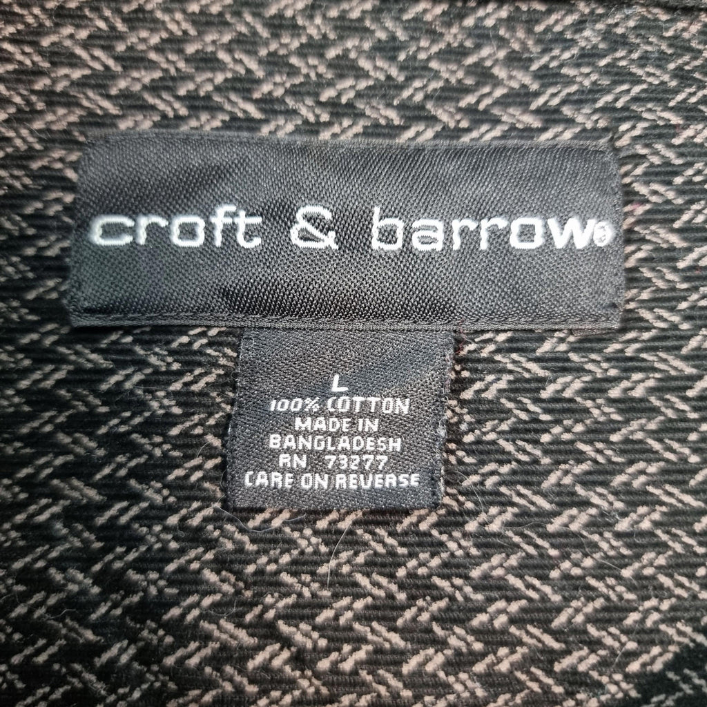 Croft & Barrow Corduroy Shirt Men's UK Size 2XL Brown Long Sleeve 100% Cotton