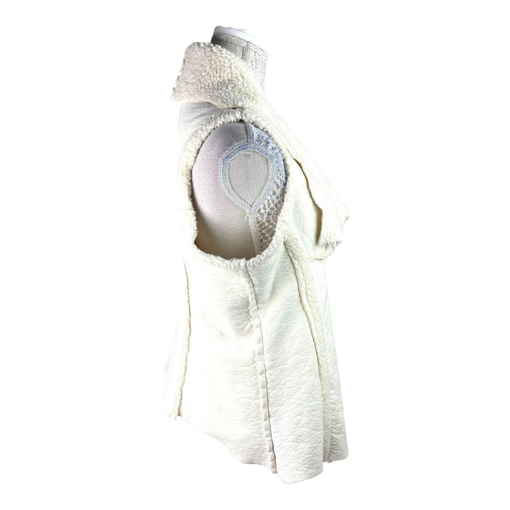 Beige Italian Cream Gilet Faux Leather Sherpa Lining Women's UK Size L (12)
