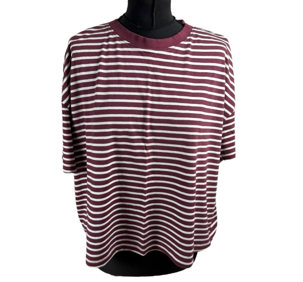 George Cropped T-shirt Striped Women’s UK Size 18 Red & White Crew Neck Summer