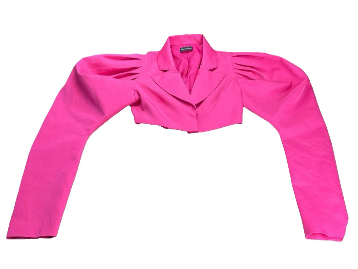Pretty Little Thing Pink Co-Ord Set Pants & Cropped Blazer Women's UK Size 8