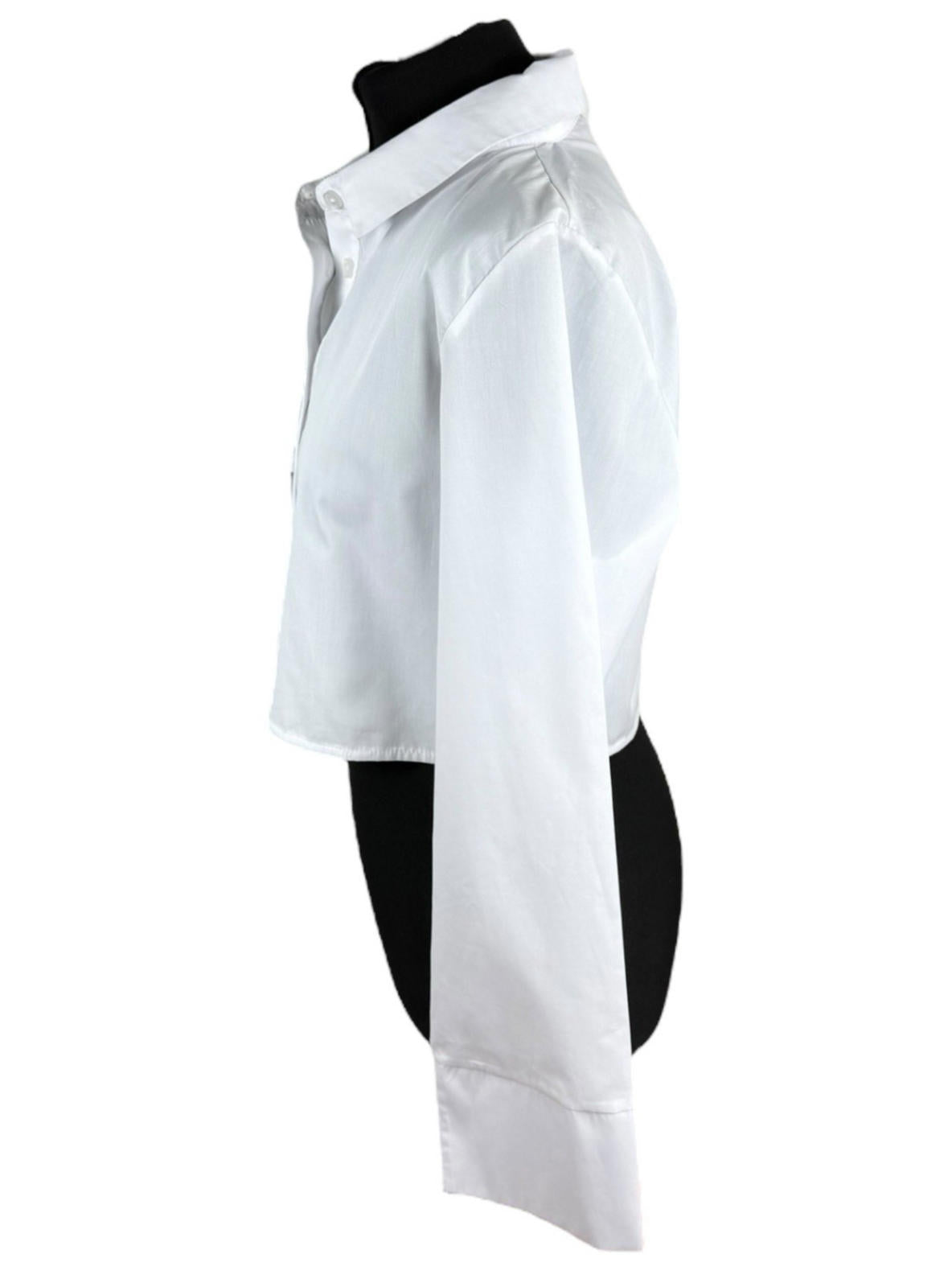 Cropped Shirt Women’s UK Size S White Long Sleeved Button Down Structured Collar