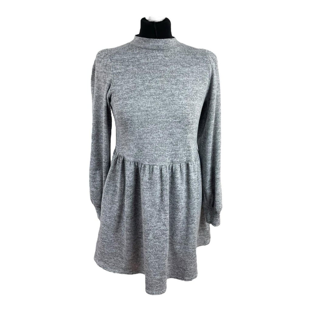 New Look Grey Mini Dress High Neck Long Sleeve Women's UK Size 8