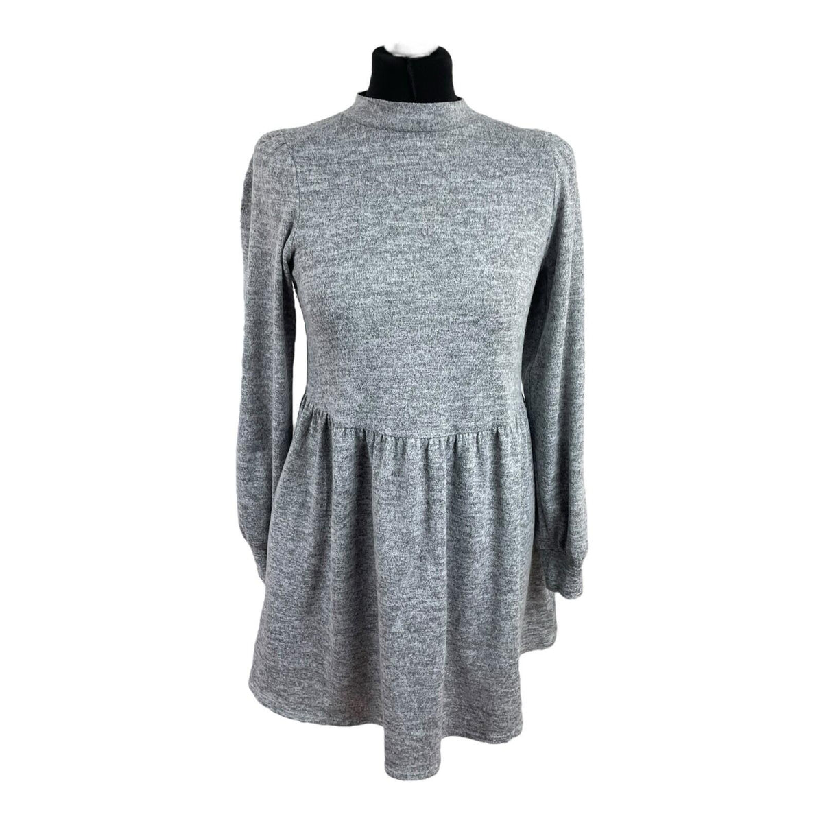 New Look Grey Mini Dress High Neck Long Sleeve Women's UK Size 8