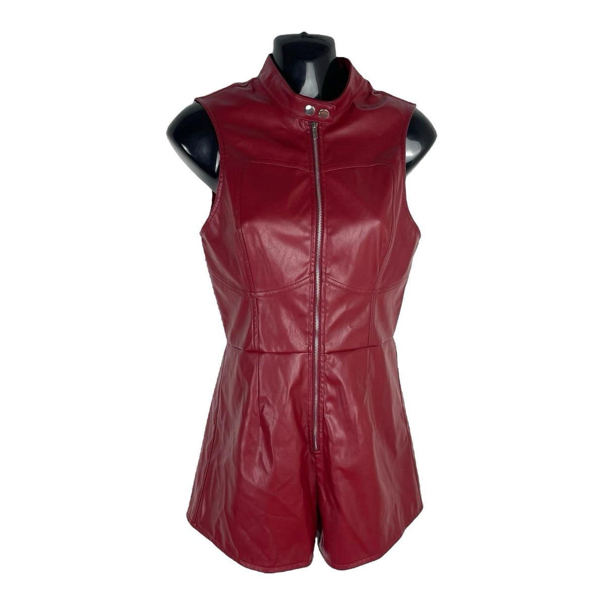 Pretty Little Thing Zip Front Playsuit Women's UK Size 8 Sleeveless High Neck