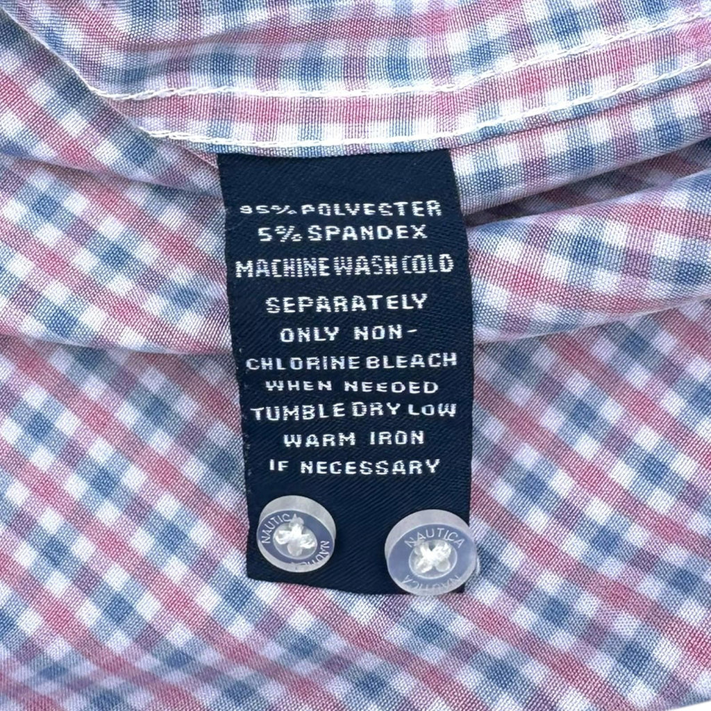 Nautica Button Up Plaid Shirt Men's UK Size L Slim Fit Long Sleeve Pockets