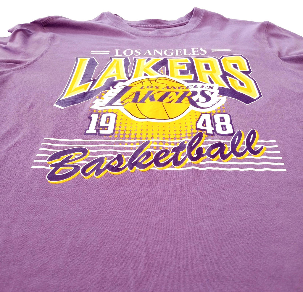 NBA Lilac NBA Graphic Print T-Shirt Men's UK Size M Lilac Crew Neck Cotton Rich Lakers