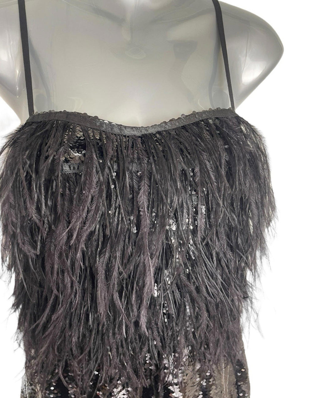 Pretty Little Thing Sequin Playsuit Women's UK Size 8 Feather Detail Strappy