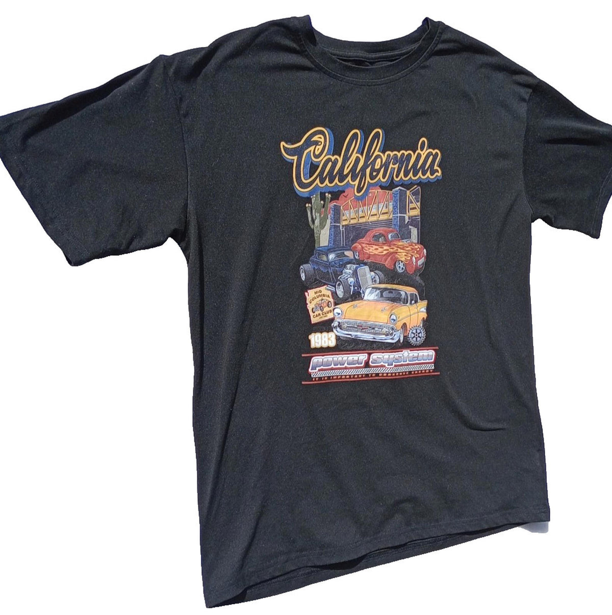 SHEIN Black California Graphic Print T-Shirt Men's UK Size S Black Crew Neck 100% Cotton