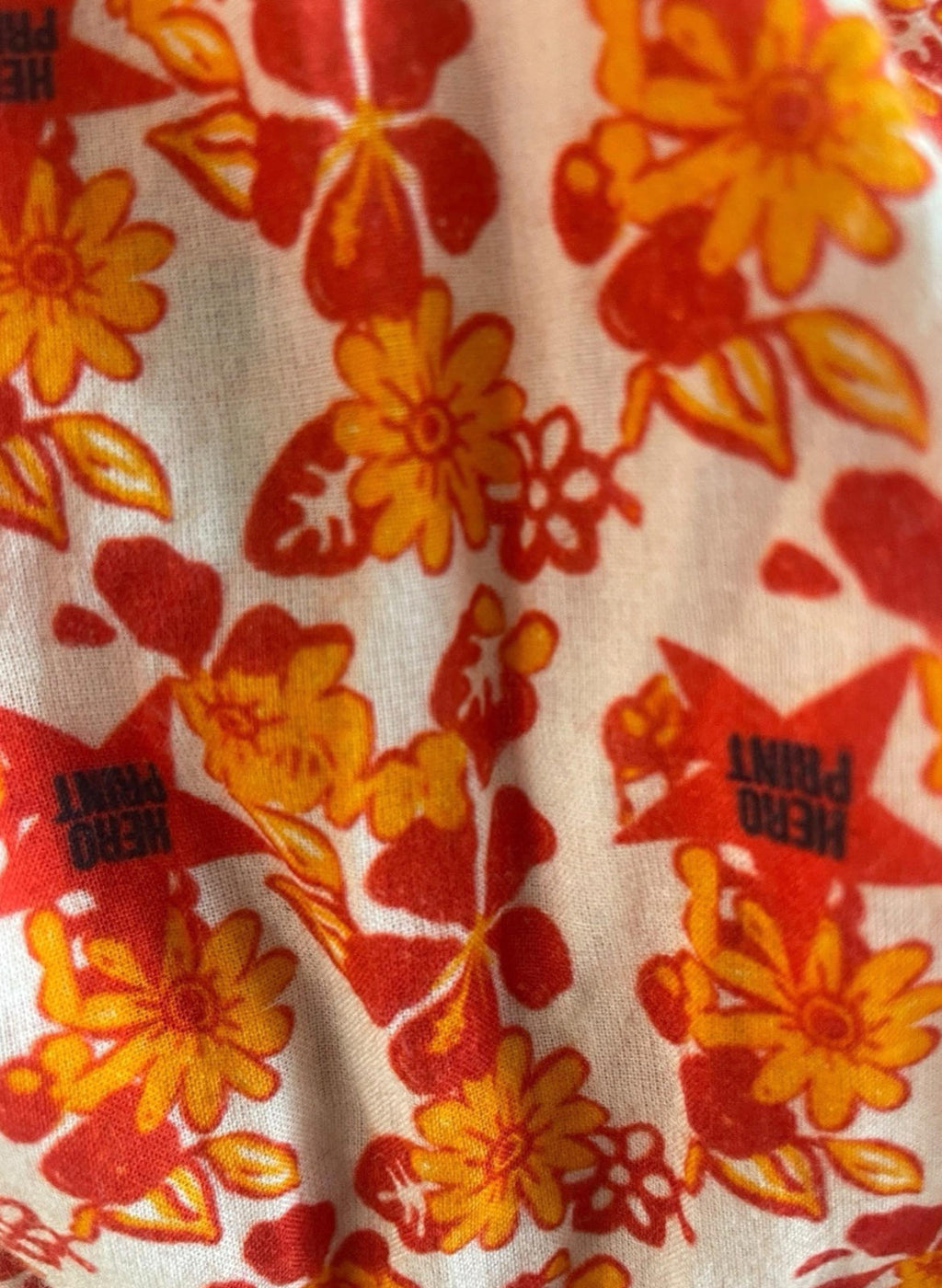 Bright Orange Floral Shorts High Waist Women's UK Size S