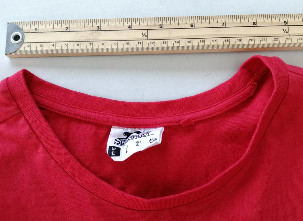Slazenger T-Shirt Men's UK Size L Red Short Sleeve 100% Cotton Summer
