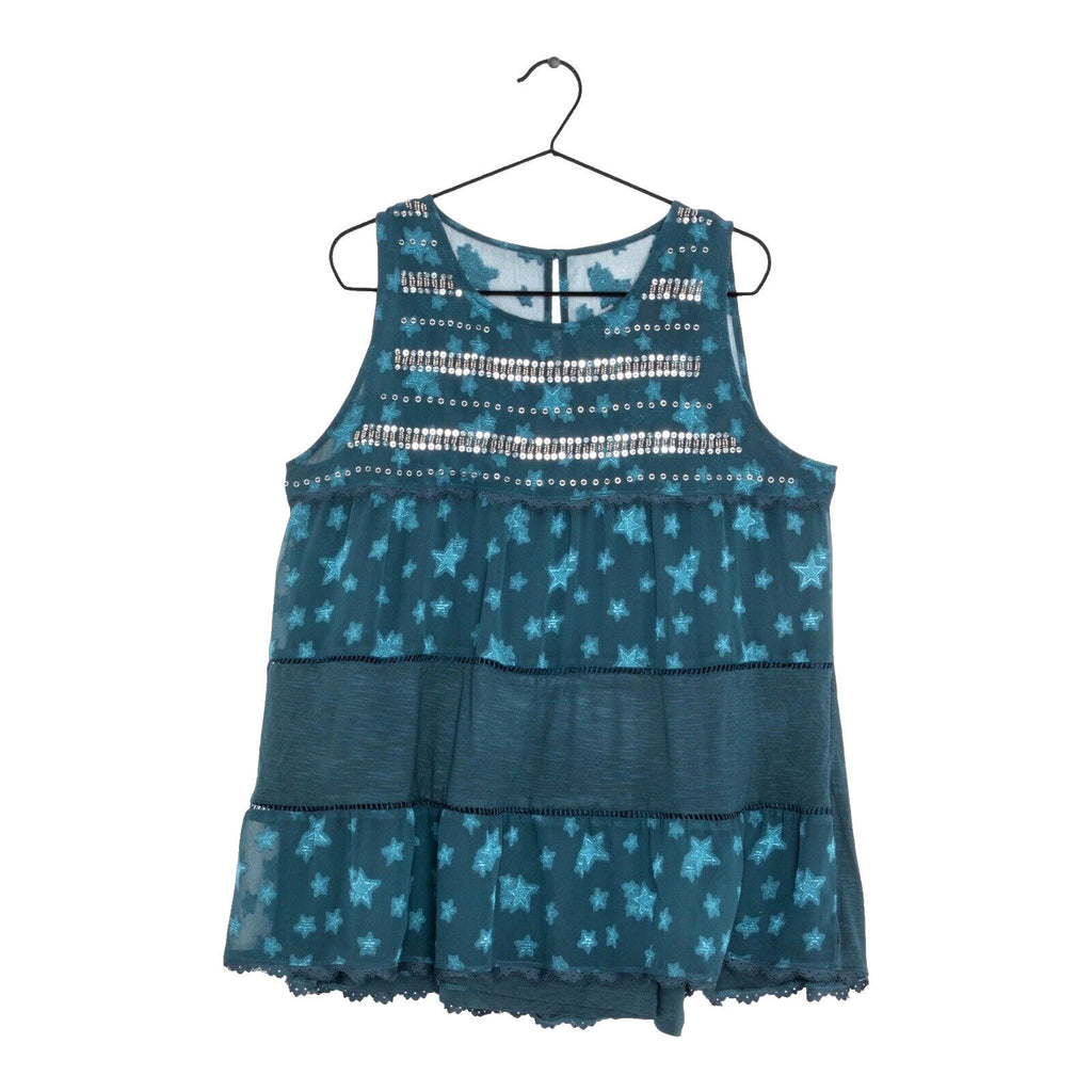 Next Turquoise Next Starscene Tunic Top  Women's UK Size 10 Chiffon Layered Embellished Sparkle