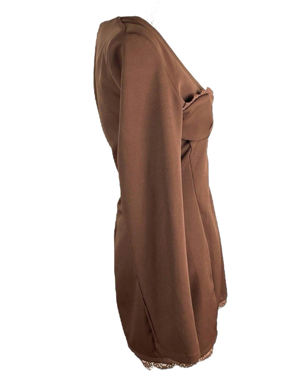 Pretty Little Thing Blazer Midi Dress Women's UK Size 8 Chocolate Lace Trim