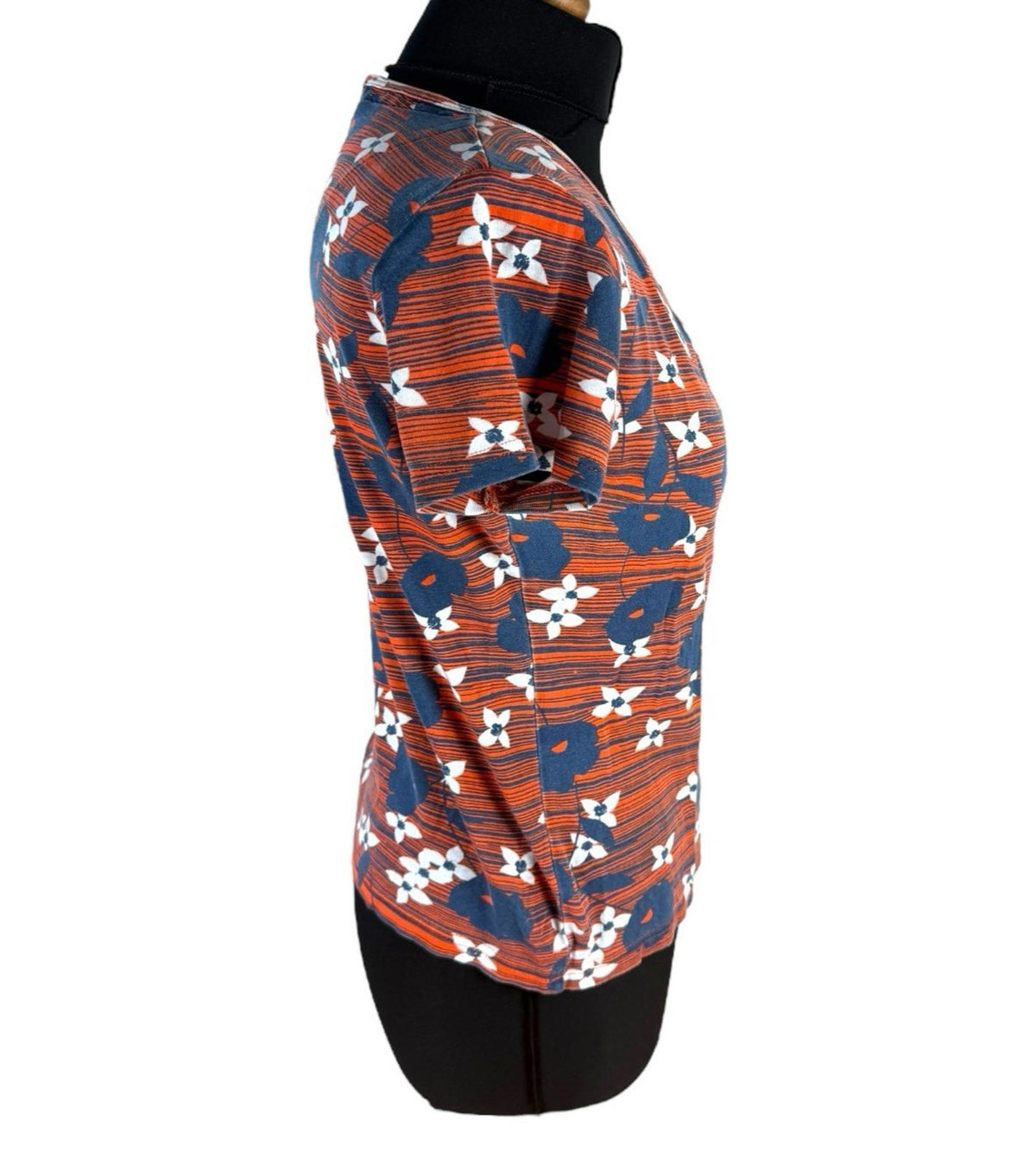 Maine Orange Floral T-shirt Top Blouse Crew Neck Women's UK Size 14