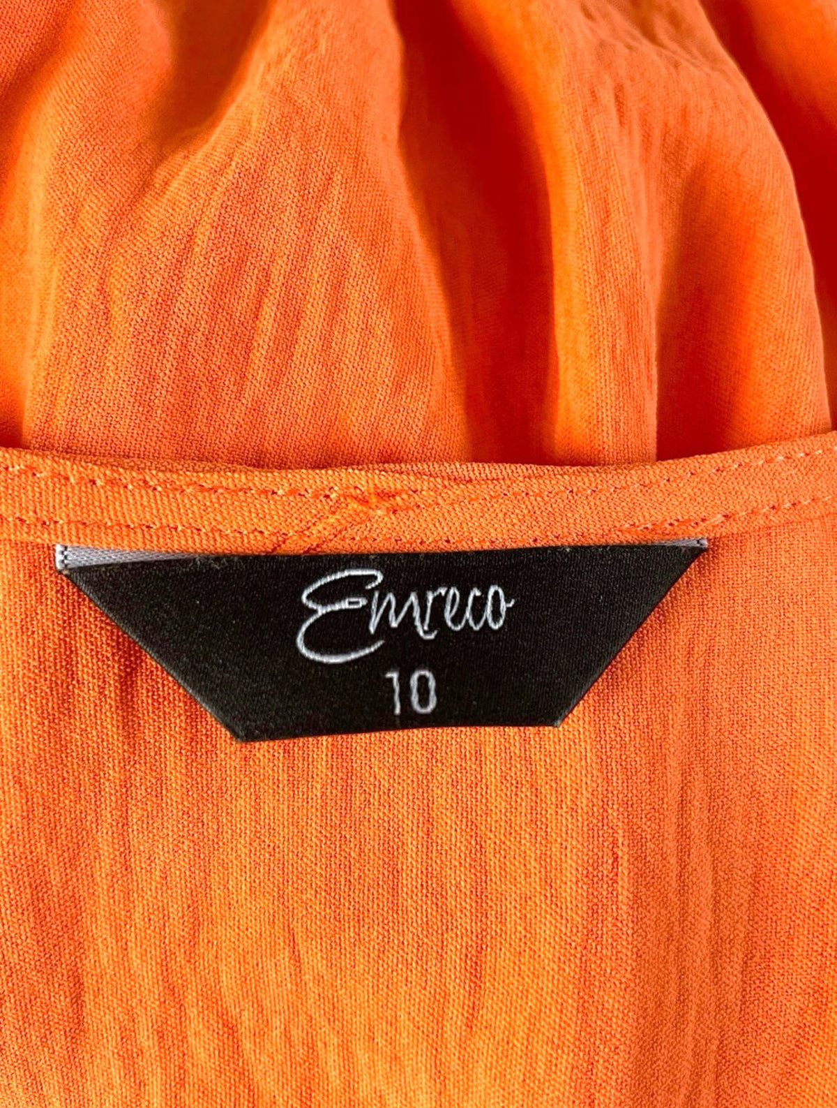 Emreco Orange Peplum Blouse Summer Top Elastic Waistband Women's UK Size 10