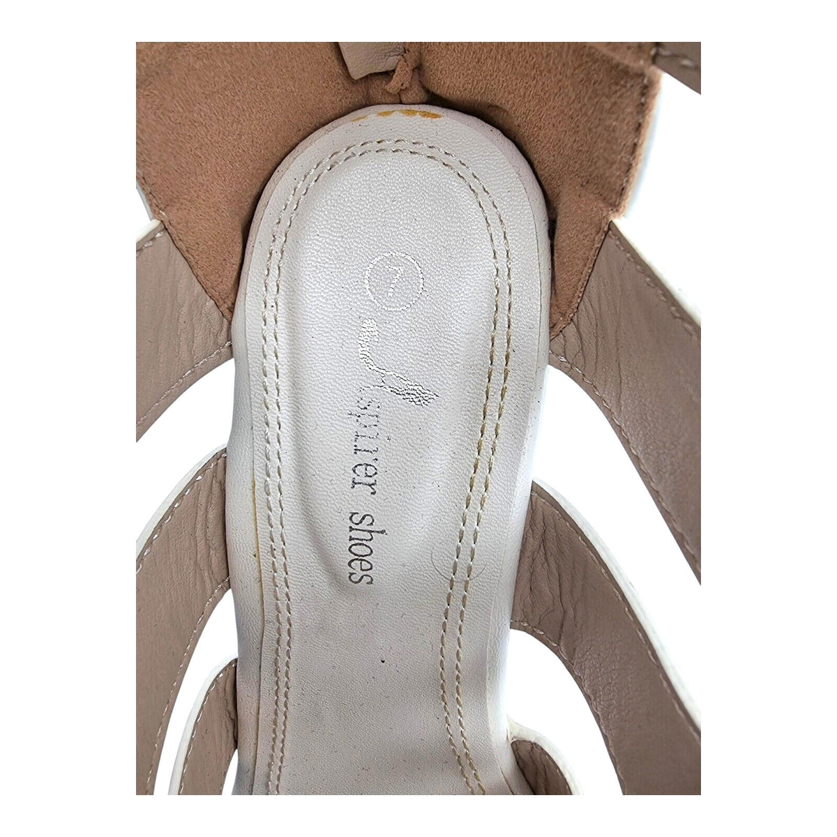 Aspirer Shoes White Aspirer Wedge Shoes Women's UK Size 7 Ankle Strap White Lace Up Faux Leather