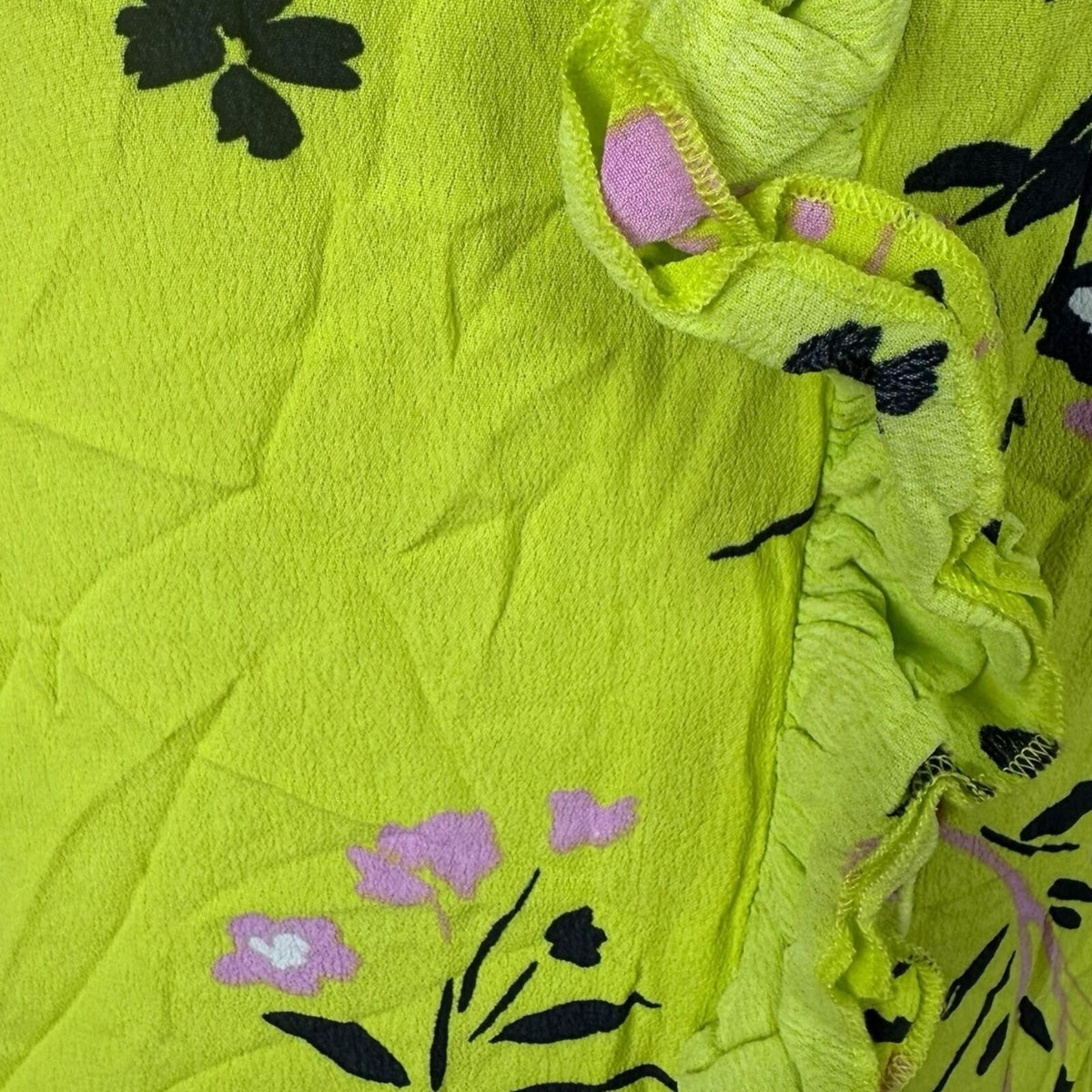 River Island Neon Blouse Women's UK Size 10 Long Sleeve Frill Detail Floral