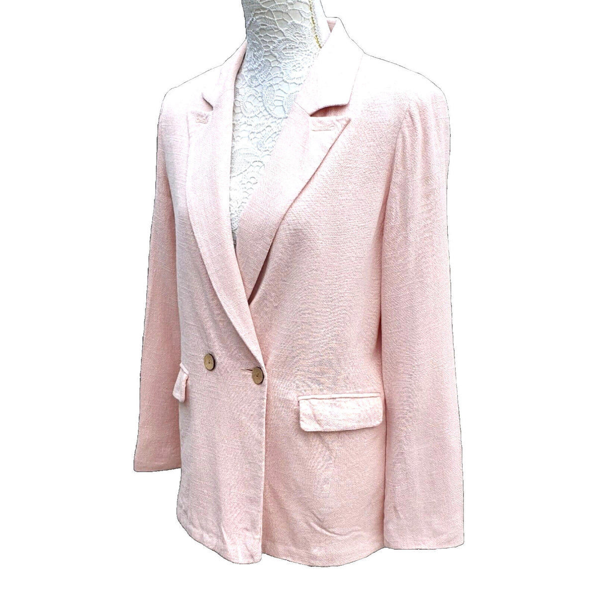 Top Shop Pink Linen Blazer Pockets Summer Women's UK Size 8