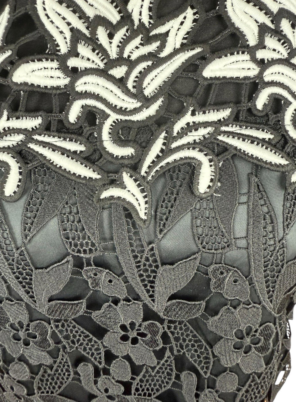 TopShop Black Topshop Black White Floral Lace Tank Top Strapping Sleeve Women's UK Size 10