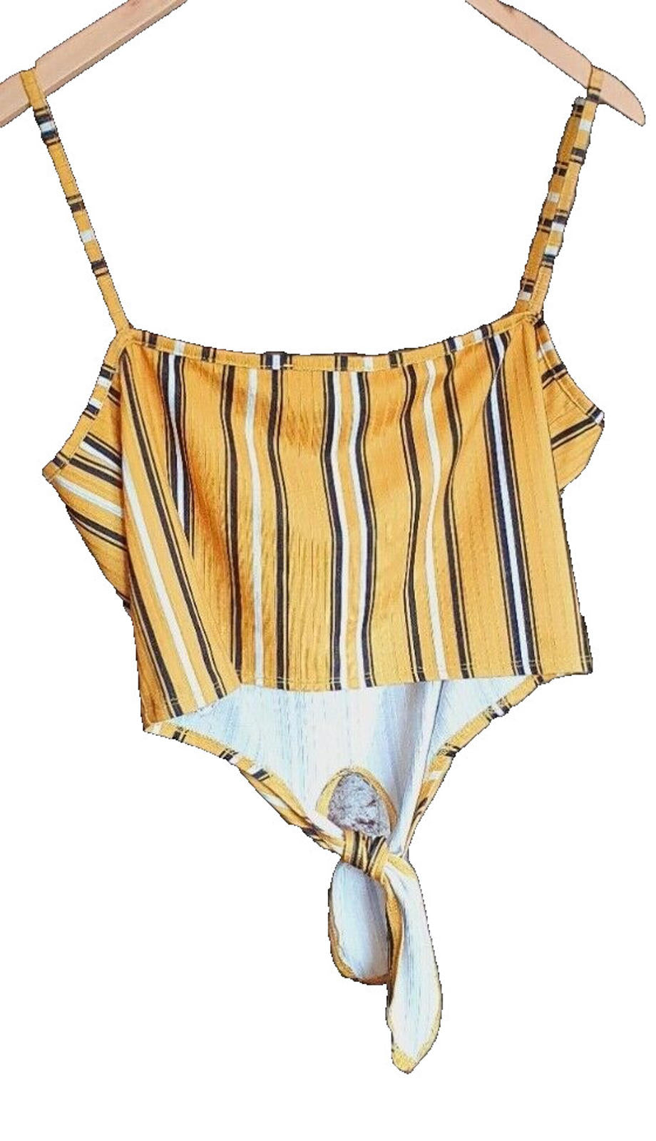 New Look Stripe Tie Front Crop Top Women's UK Size 14