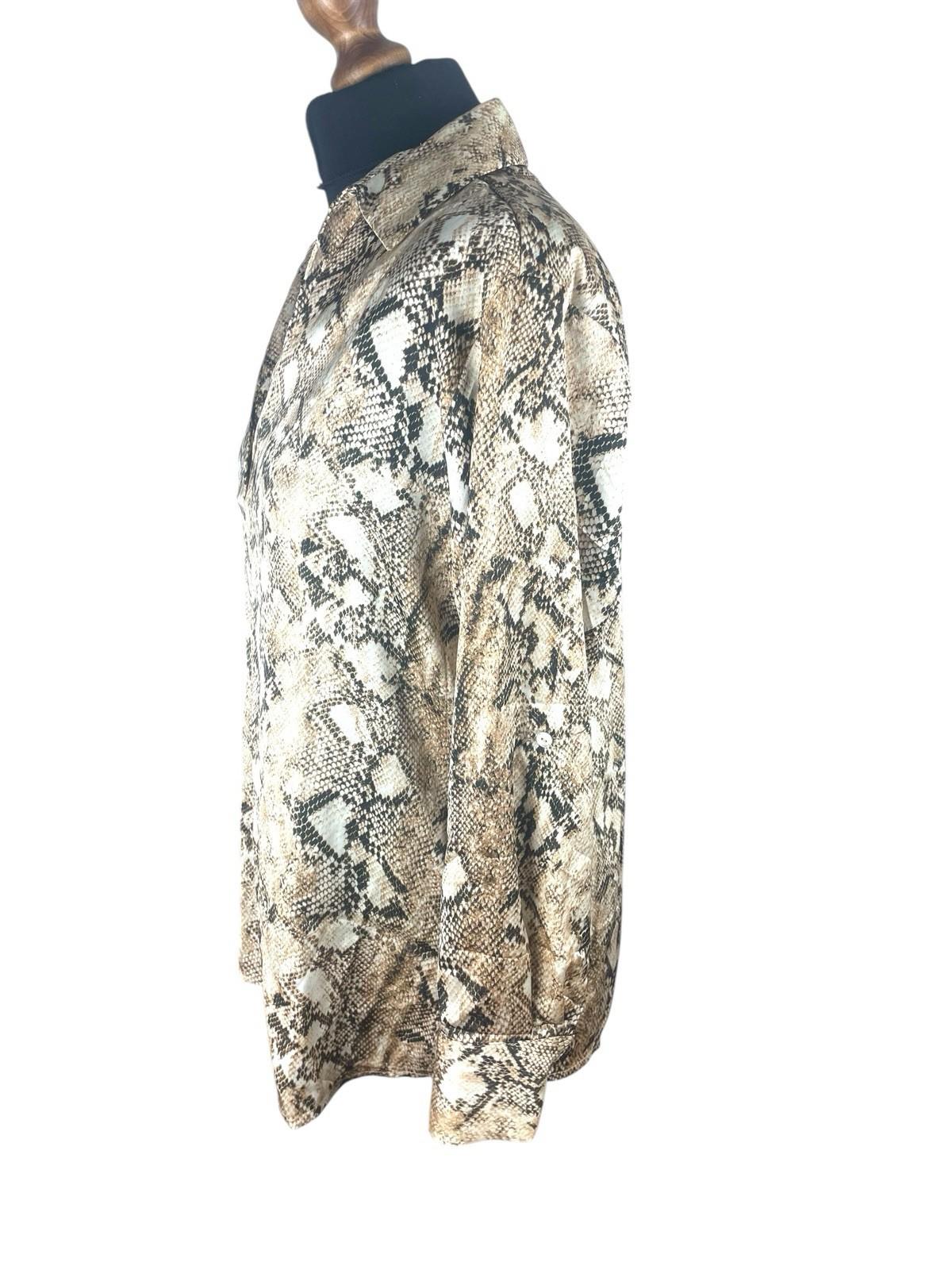 Haver London Beige Haver London Satin Shirt Blouse Women's UK Size 8 Snake Print Long Sleeved