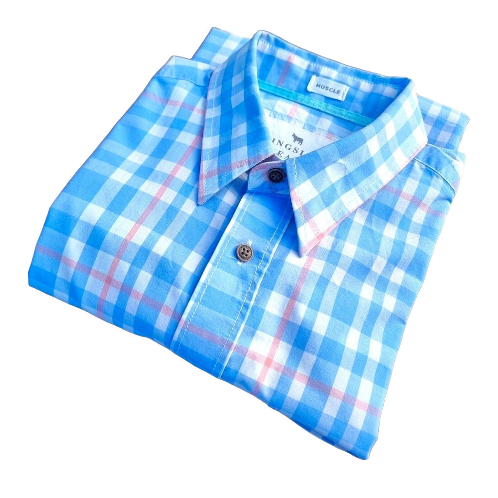 Kingsley Heath Muscle Shirt Men's UK Size M Check Soft Touch Luxury Long Sleeve