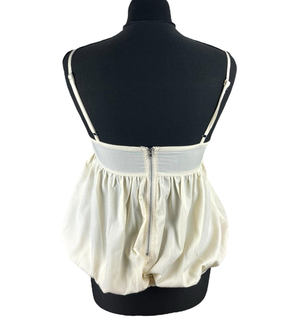 Beige Peplum Tank Top Spaghetti Strap Lace Accent Women's UK Size 8