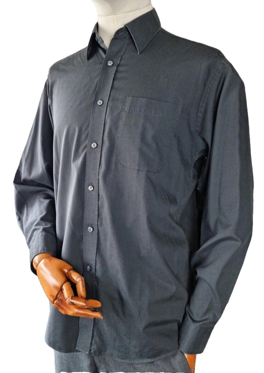 Marks & Spencer Shirt Black Men's 42" - 44" Chest 16" Collar Long Sleeve