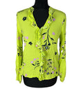 River Island Neon Blouse Women's UK Size 10 Long Sleeve Frill Detail Floral