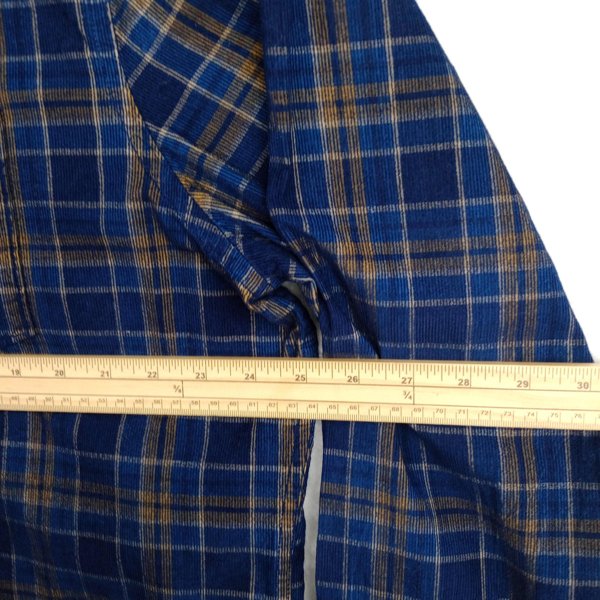 Sonoma Corduroy Shirt Men's UK Size 2XL Blue Check Pocket 100% Cotton Easy Care
