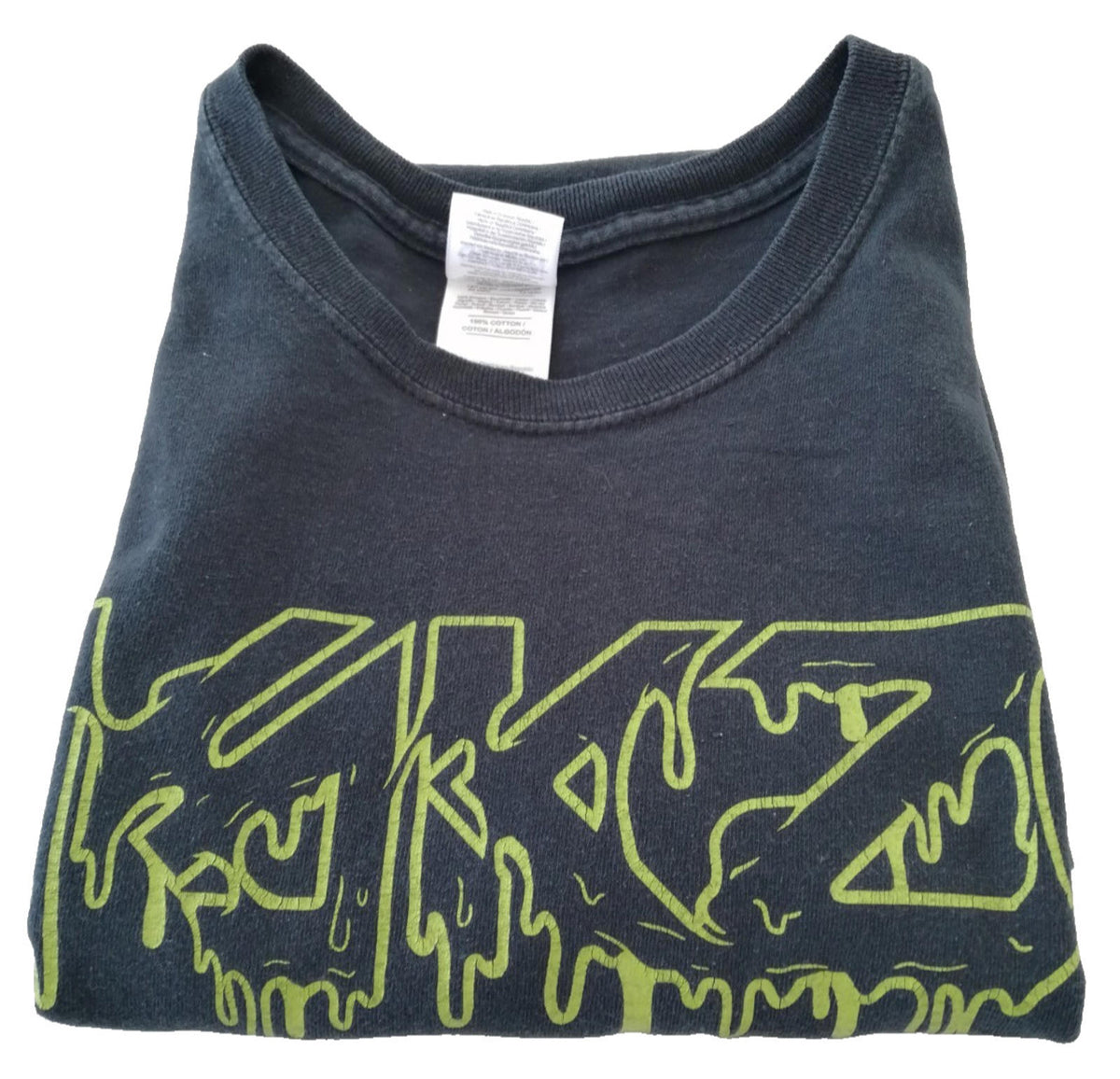 Gildan Black Graffiti Font Graphic Print T-Shirt Men's Size XL Black Crew Neck 100% Cotton