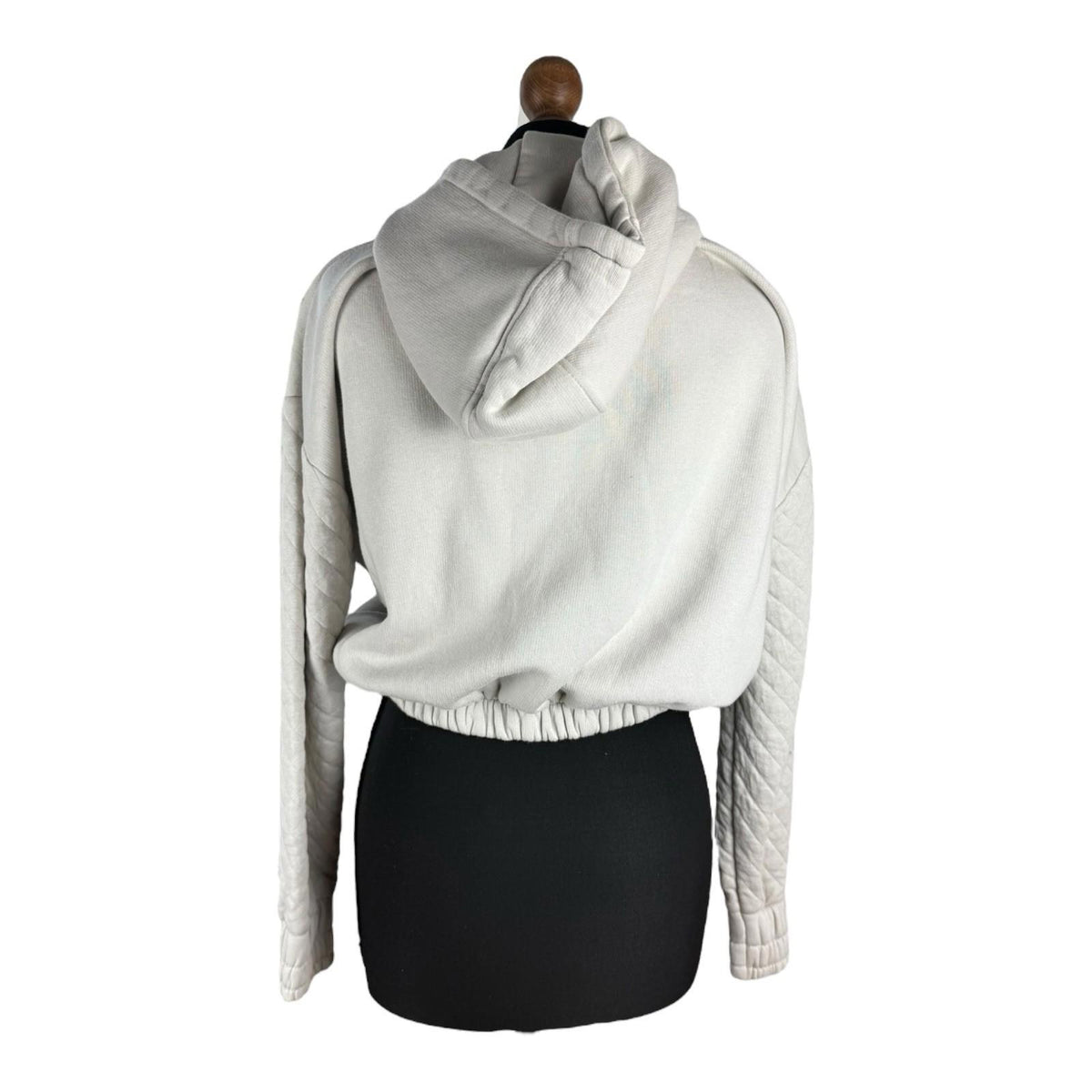 Holyfield Beige Cropped Hoodie Zip Front Quilted Arm Girls UK Age 14-15
