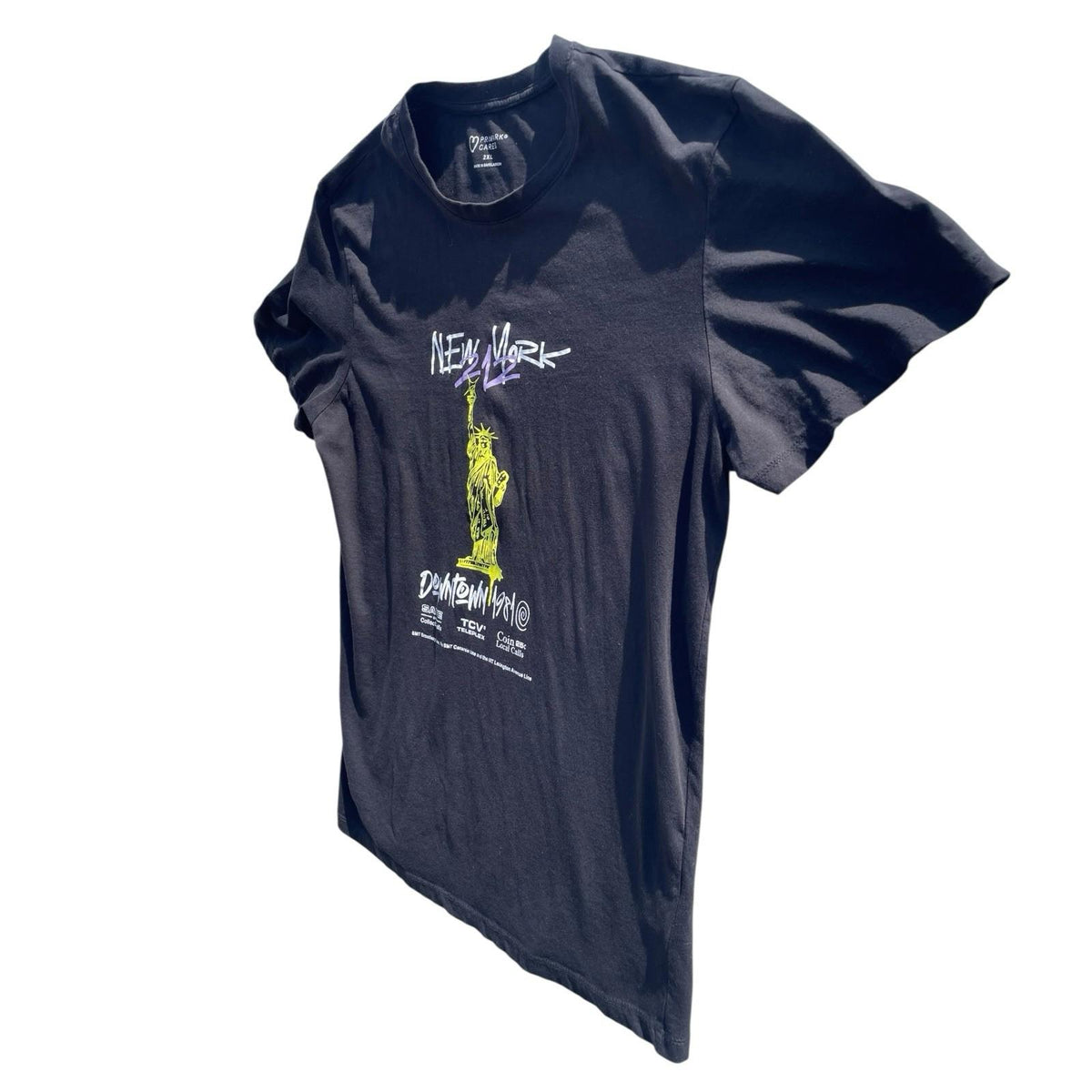 New York 212 Downtown 1981 T-Shirt Men's UK 2XL Black Crew Neck Graphic Print