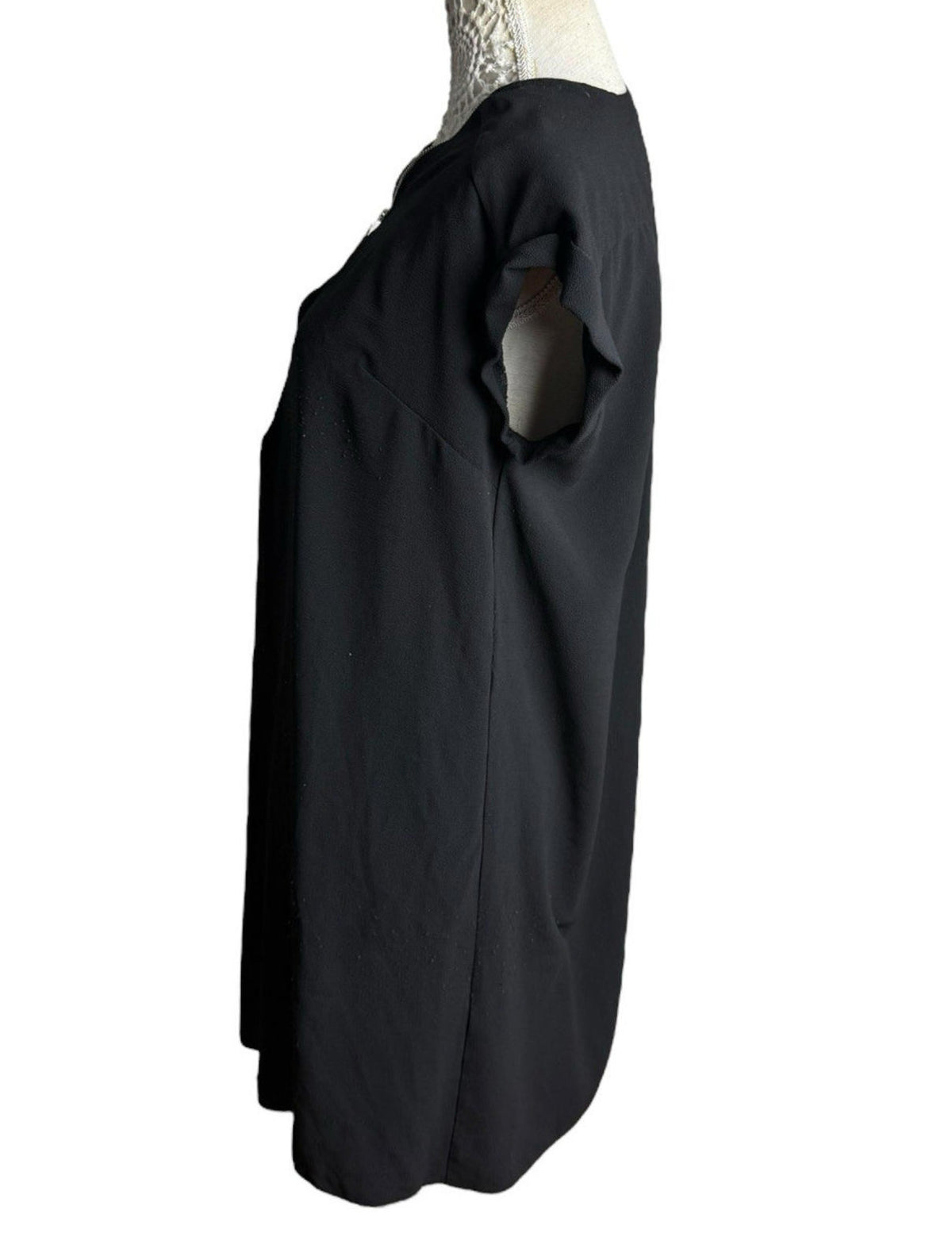 Papaya Black Long Top 1/4 Zip Short Sleeve Lightweight Women's UK Size 10
