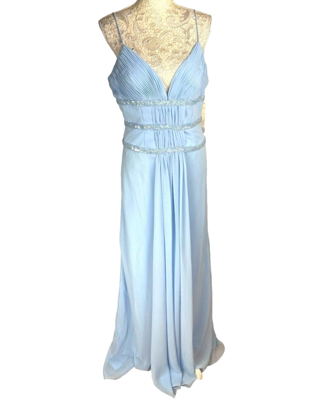 Crystal Breeze Blue Crystal Breeze Prom Dress Women's UK Size 14 Pale Blue Ballgown Embellished