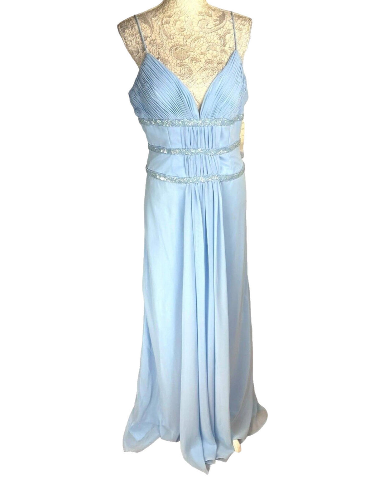 Crystal Breeze Blue Crystal Breeze Prom Dress Women's UK Size 14 Pale Blue Ballgown Embellished