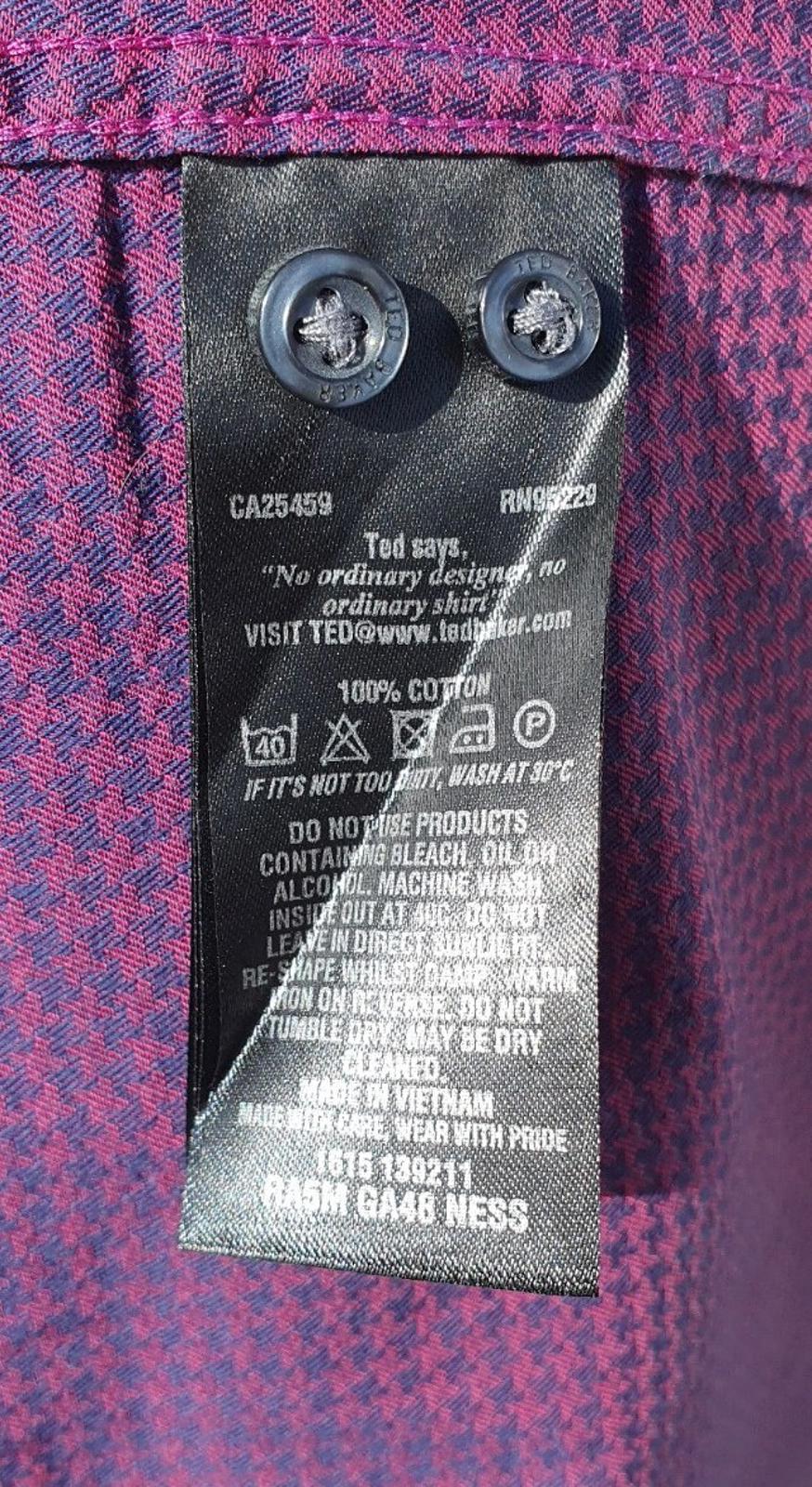 Ted Baker Shirt 40" Chest French Cuff 100% Cotton Men's UK Size M
