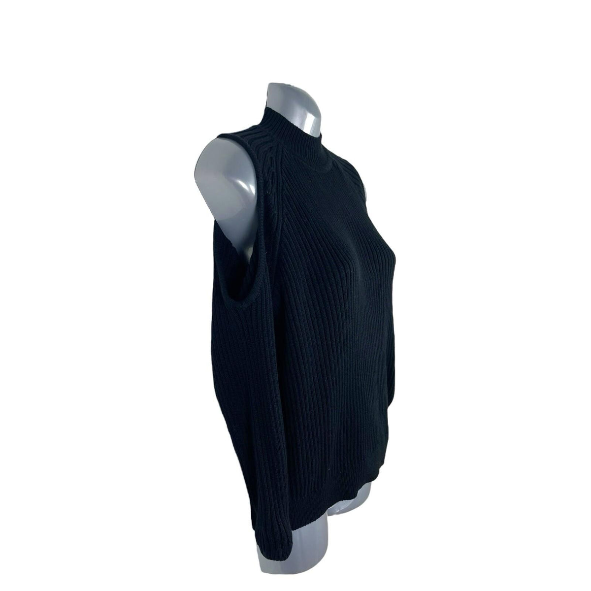 Divided Black Ribbed Jumper Cut Out Shoulder Women's UK Size XS