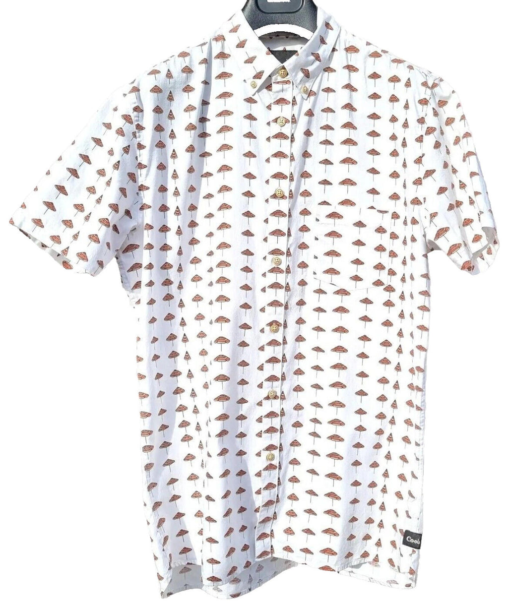 Barney Cools Shirt Short Sleeve Sunbrella Print Shirt White Men's UK Size M