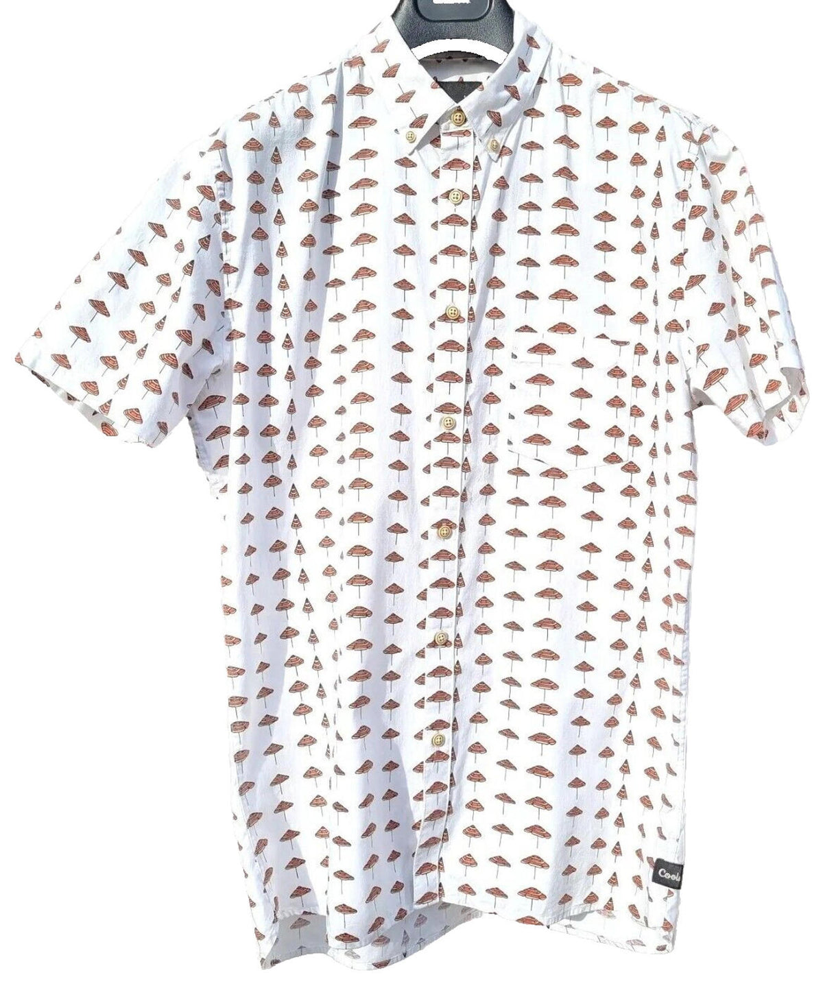 Barney Cools Shirt Short Sleeve Sunbrella Print Shirt White Men's UK Size M