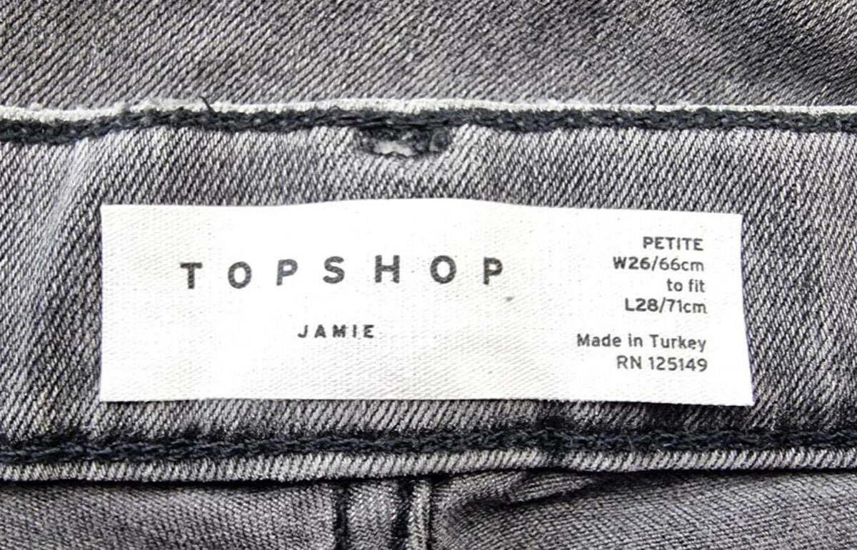 Topshop Jamie Jeans Women's UK Size W26 L28 Grey Denim Petite Ankle Grazer