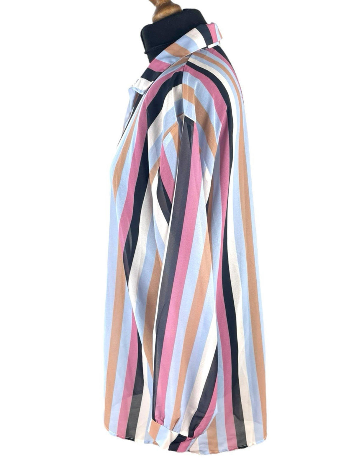 Pretty Little Thing Multi Pretty Little Thing Shirt Blouse Women's UK Size S Colorful Stripe Long Sleeved