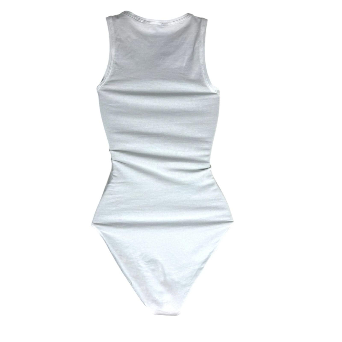 New Look White Bodysuit Women's UK Size 6 White Jersey Sleeveless Round Neck Snap