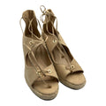 Just Fab Wedge Espadrille Shoes Women's UK Size 6 Beige Suede Lace-Up Ankle
