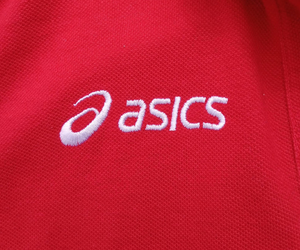 Asics Polo Shirt Men's UK Size S Red Short Sleeve Embroidered Logo Cotton Blend