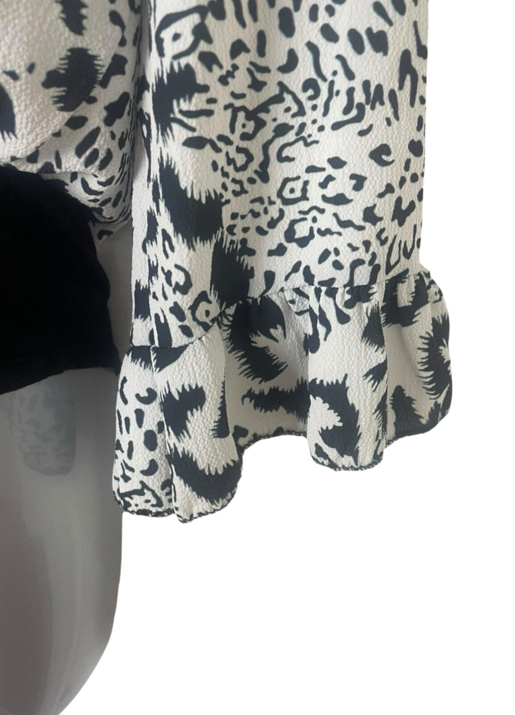 Boohoo Animal Print Bodysuit Top Women's UK Size S Long Sleeve White Black