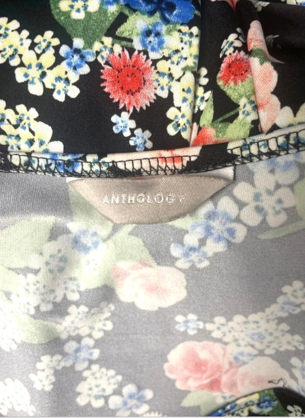 Anthology Floral Midi Dress Women's UK Size 12 Black Short Sleeve Round Neck