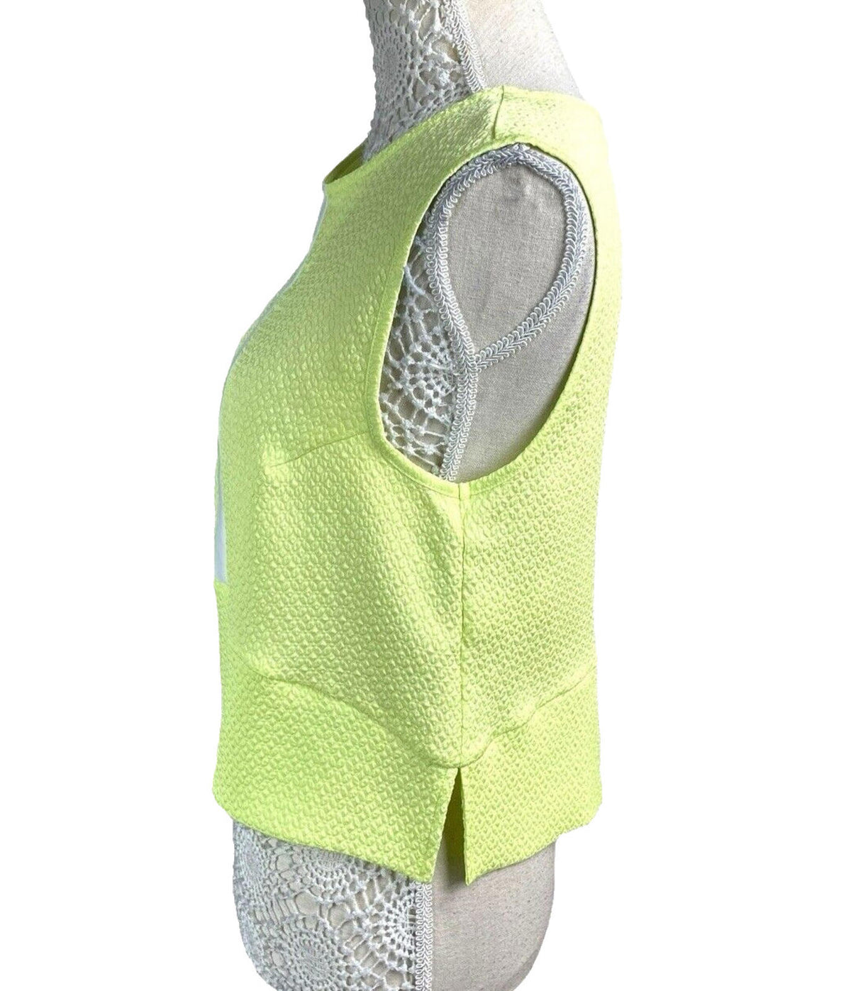 River Island Yellow River Island Neon Yellow Tank Top Cropped Textured Women's UK Size 12