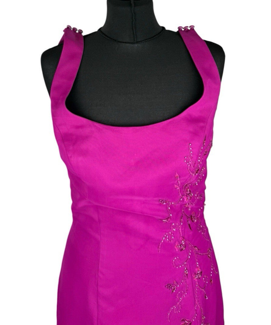 Special Day Womens Fuchsia Pink Embroidered Beaded Bridesmaid Maxi Dress Gown 12